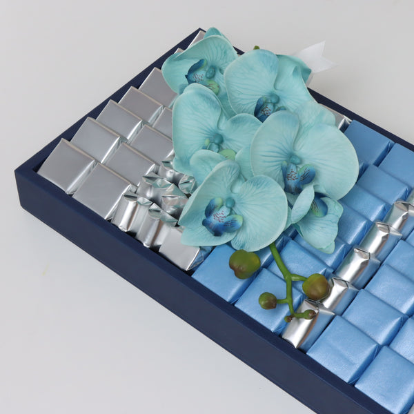 Flower decorated chocolate medium leather tray