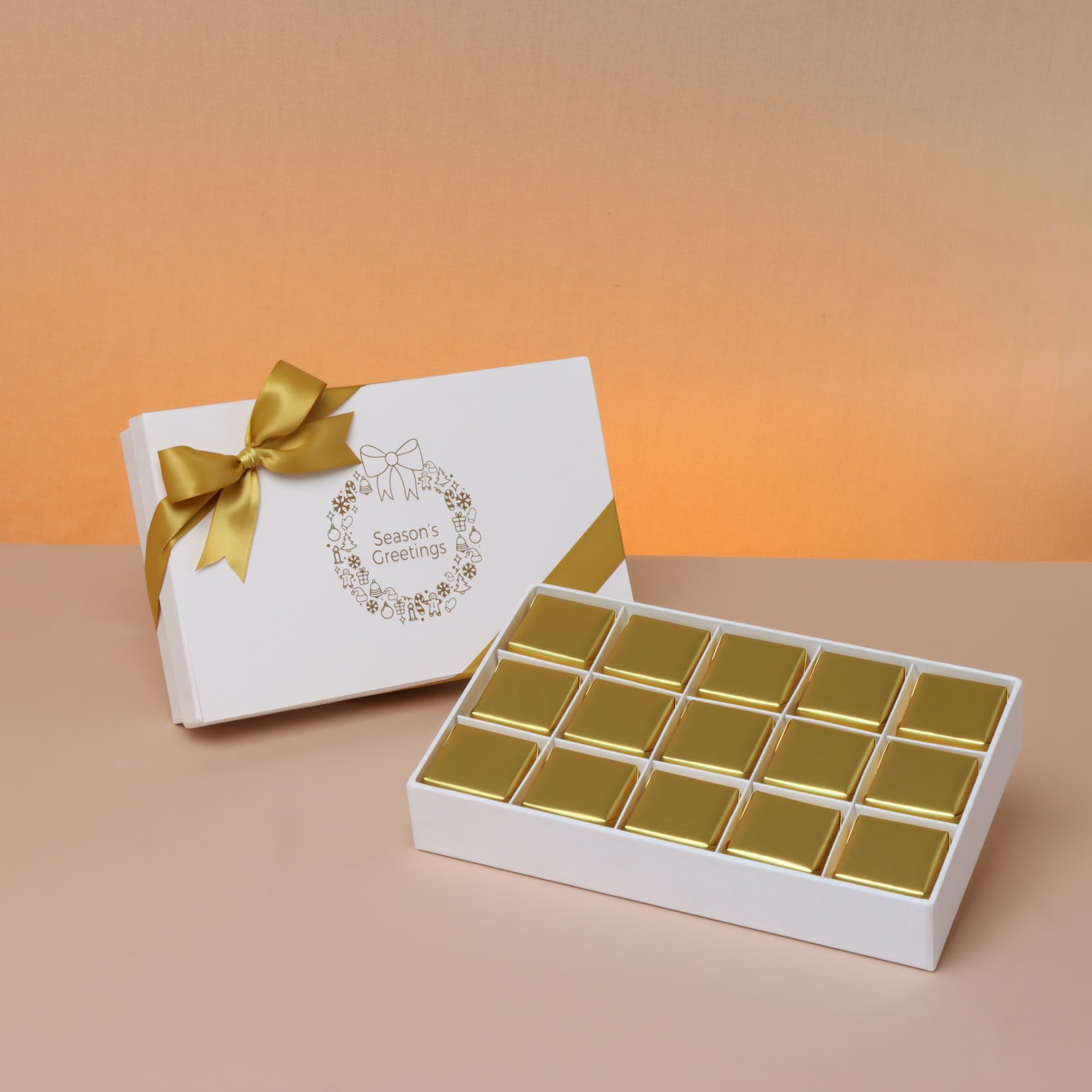 Season's greetings designed premium chocolate 15 piece hard box