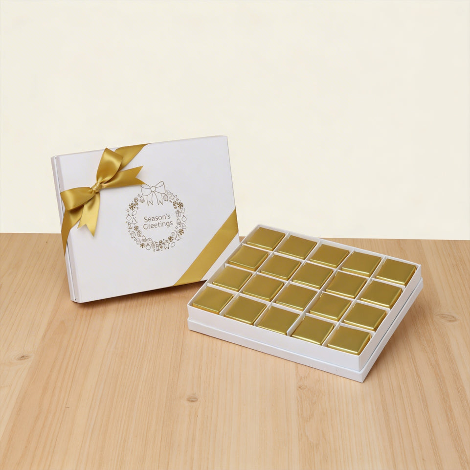 Season's greeting designed premium chocolate 20 piece hard box