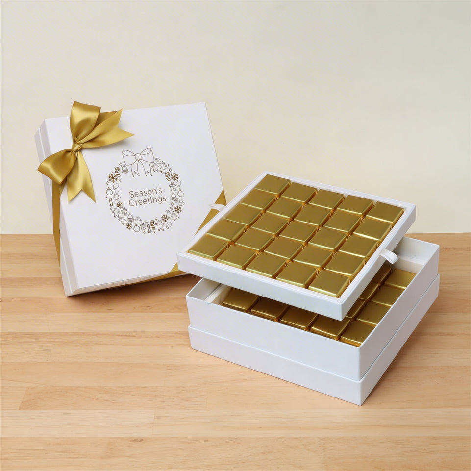 Season's greeting designed premium chocolate 2-layer hard box