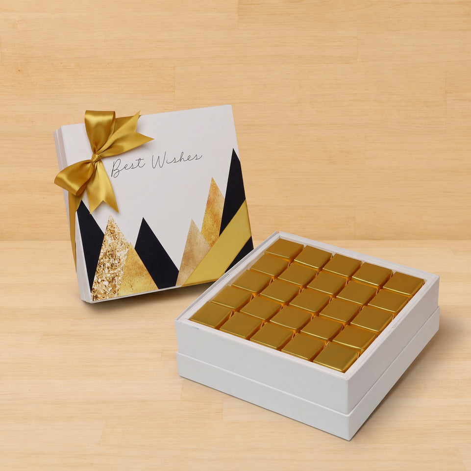 Best wishes geometric designed 25p premium chocolate hard box