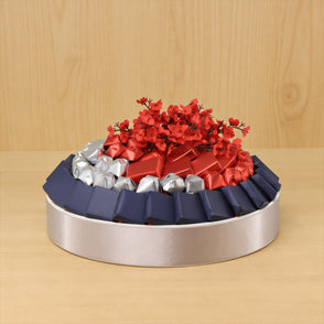 Premium round leather gift tray