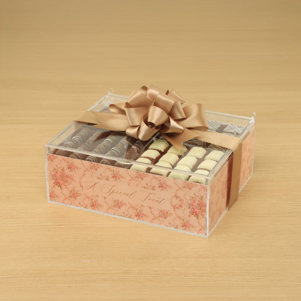 A special treat flower pattern design premium chocolate small double acrylic tray
