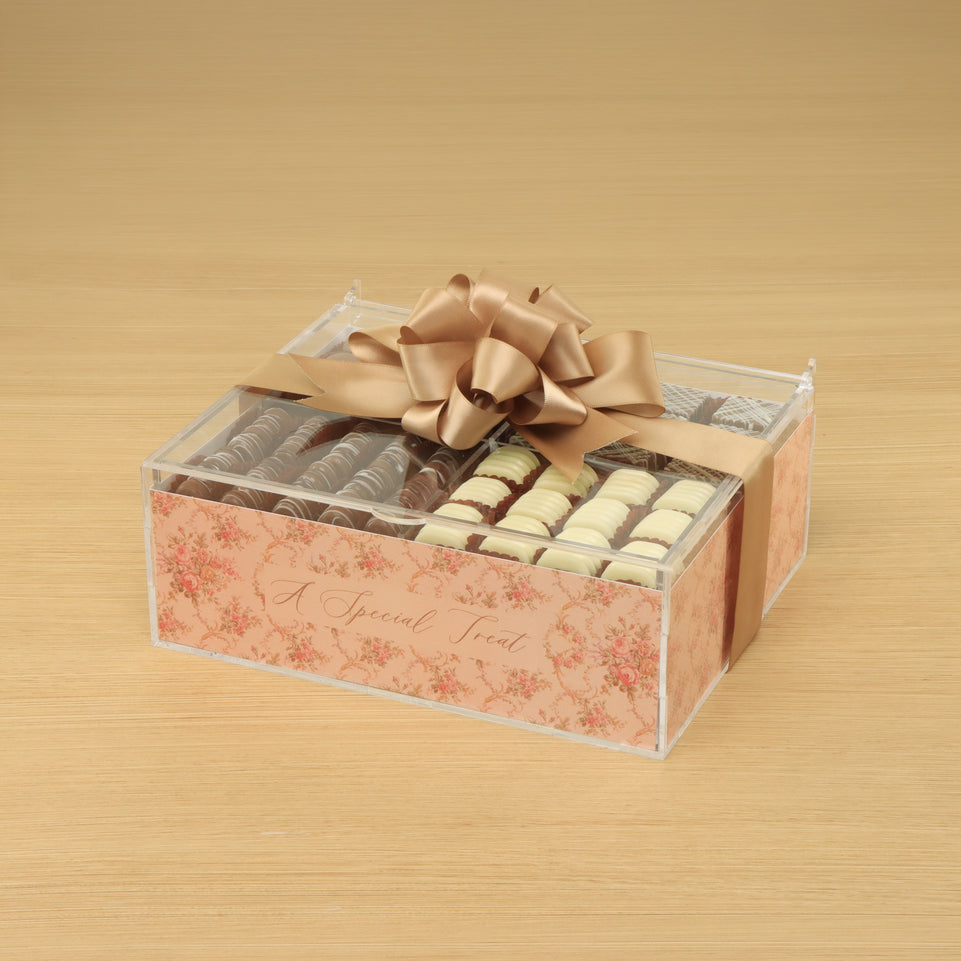 A special treat flower pattern design premium chocolate small double acrylic tray