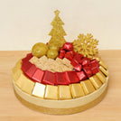 Christmas decorated premium chocolate round leather tray
