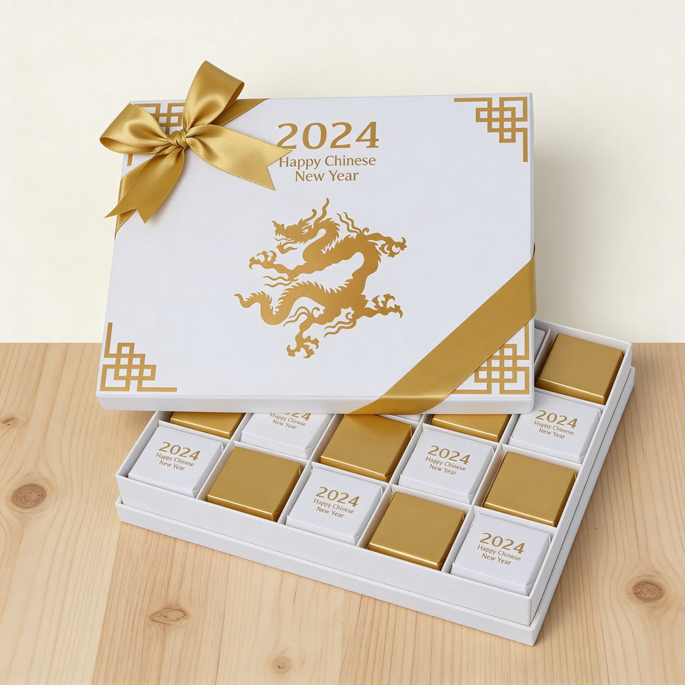 Chinese new year designed premium chocolate 20 piece hard box