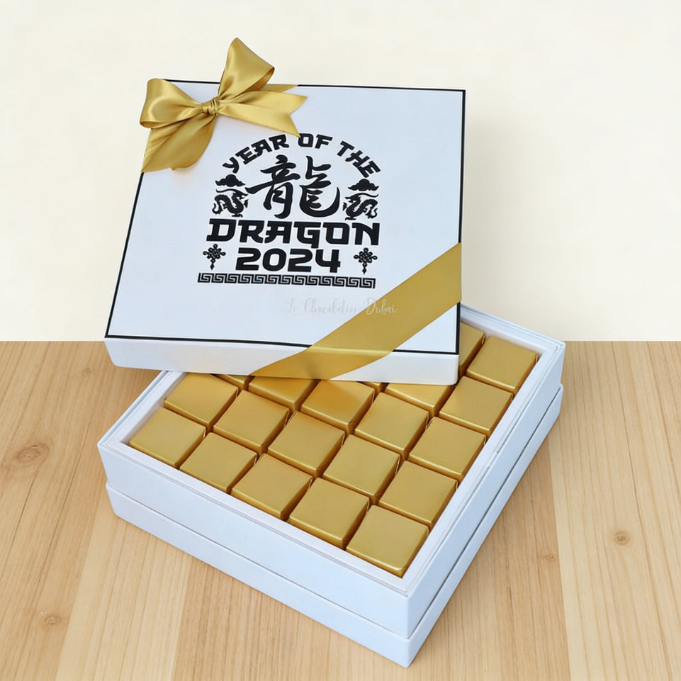Chinese new year designed premium chocolate 25 pieces hard box