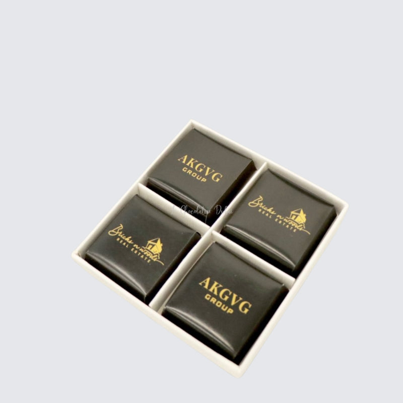 Corporate branded chocolate 4-piece hard box