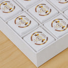 Set of 5 Corporate branded chocolate hard box with logo tag and matching ribbon