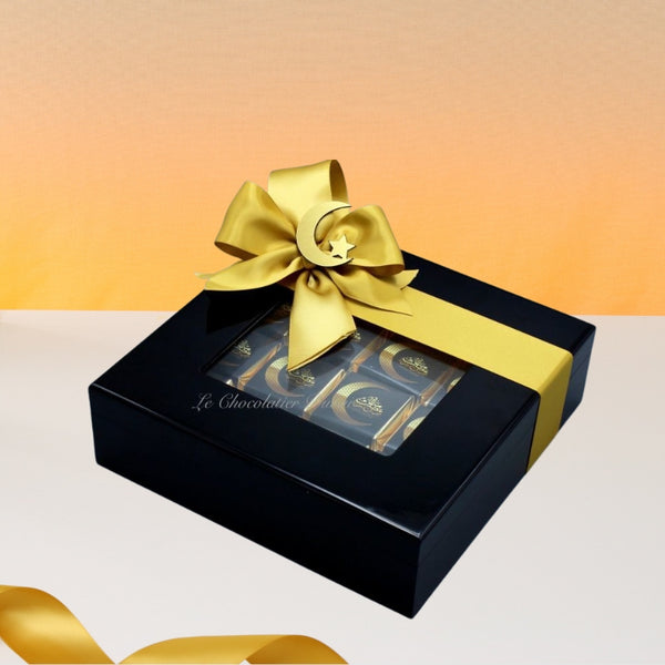 Corporate customized ramadan designed premium chocolate wood box view top