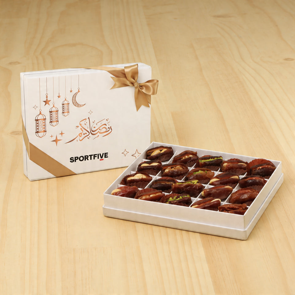 Set of 3 Corporate customize Ramadan Mubarak designed premium nut stuffed dates 20P hard box