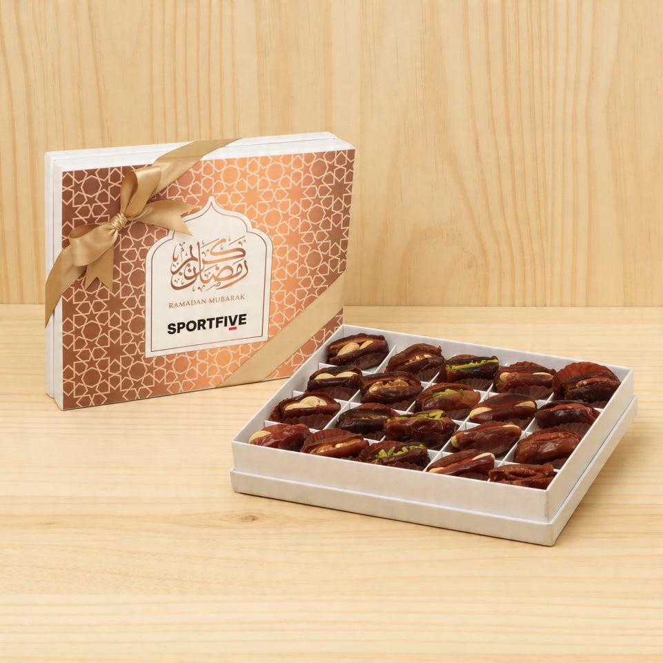 Set of 3 Corporate customize Ramadan Mubarak designed premium nut stuffed dates 20P hard box