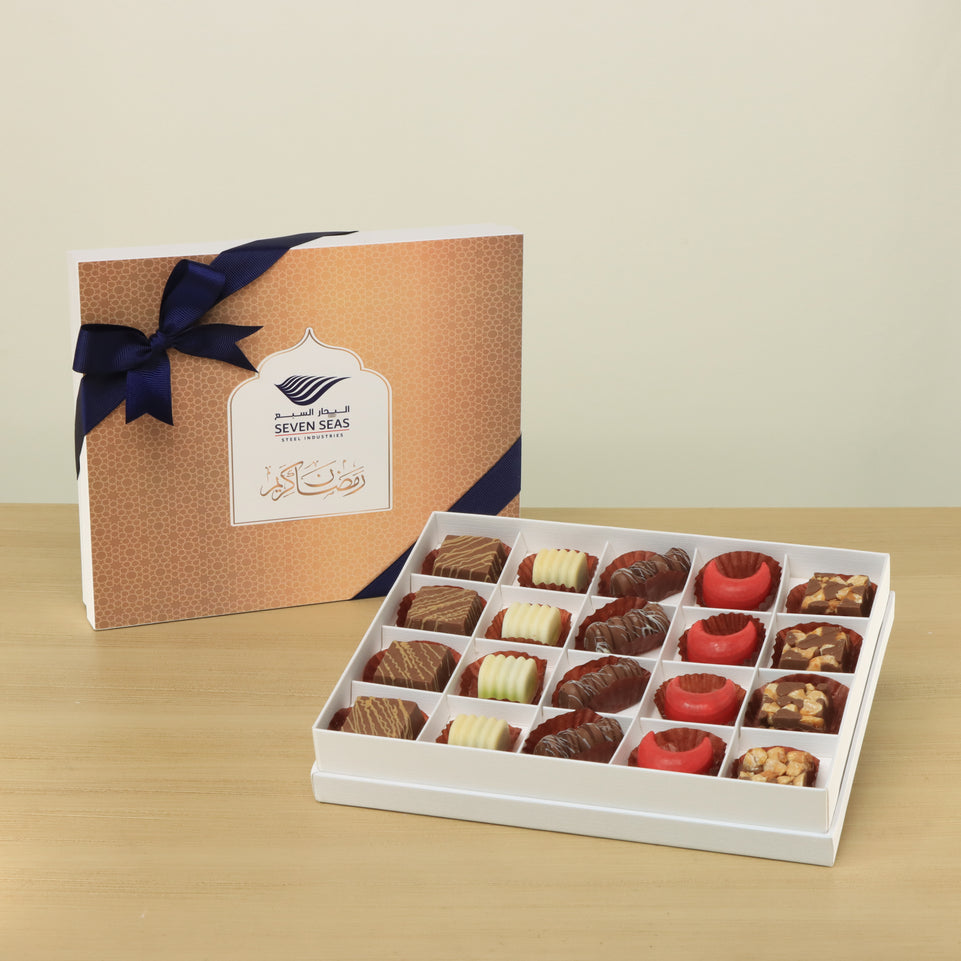Set of 3 Corporate customized Ramadan Mubarak designed premium chocolate 20P hard box