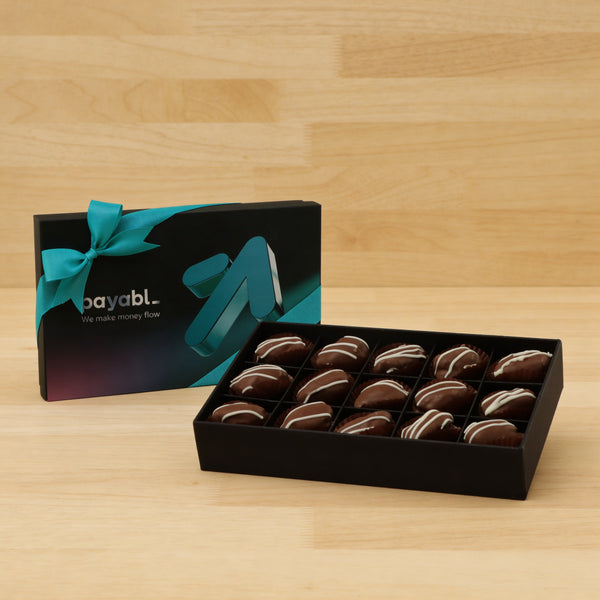Set of 4 Corporate customized premium chocolate coated dates 15P hard box