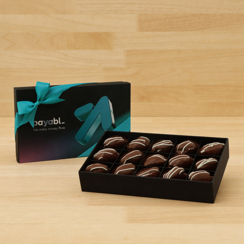 Set of 4 Corporate customized premium chocolate coated dates 15P hard box