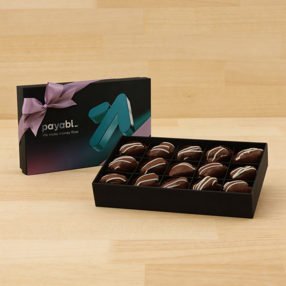 Set of 4 Corporate customized premium chocolate coated dates 15P hard box