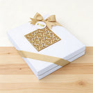 Set of 3 Corporate acrylic gold pattern decorated chocolate hard box with company logo tag