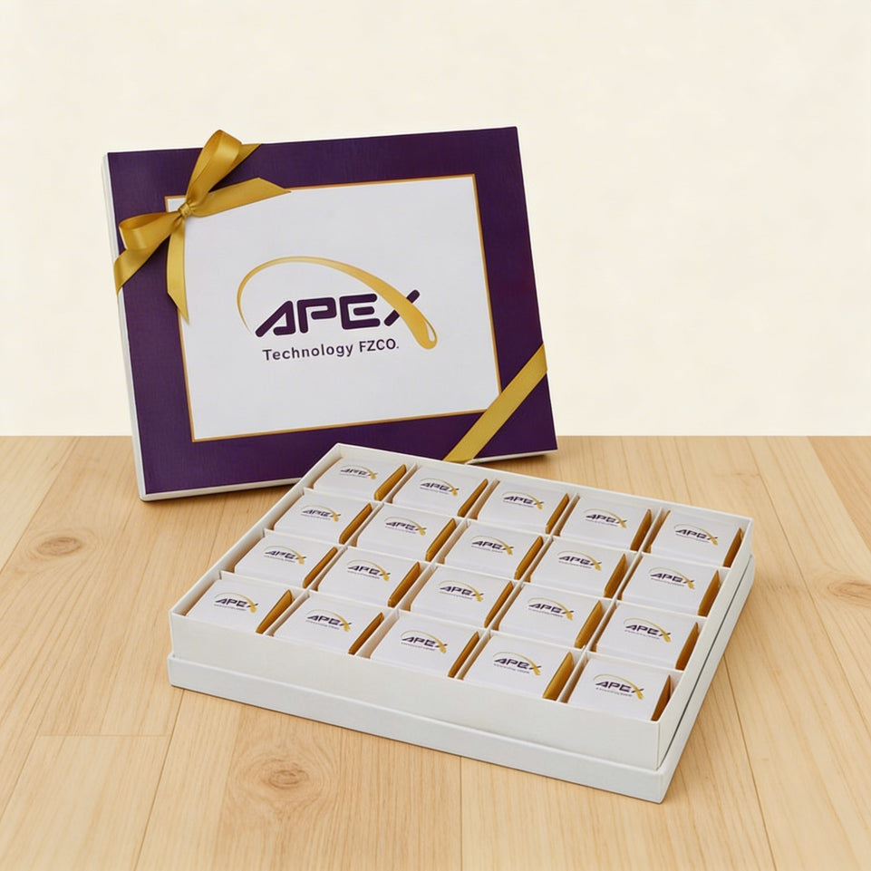 Set of 3 Corporate branded chocolate hard box with designed card top card