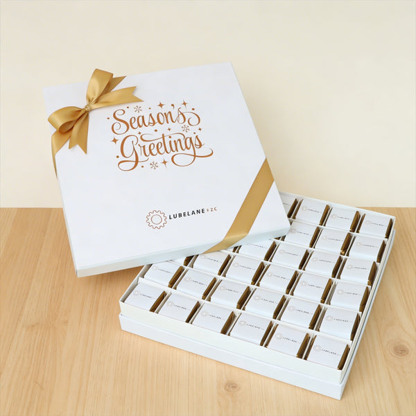 Set of 2 Corporate branded chocolate hard box with printed top card.