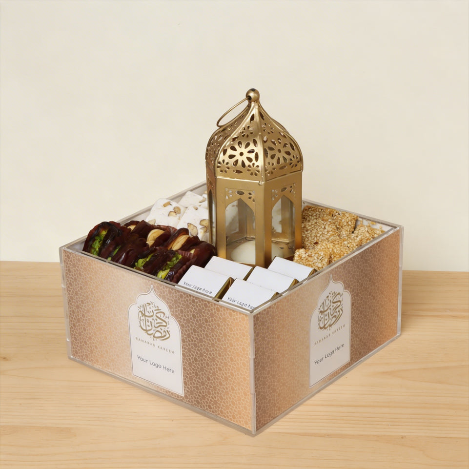 Corporate branded "Your Logo Here" chocolate & sweets acrylic tray