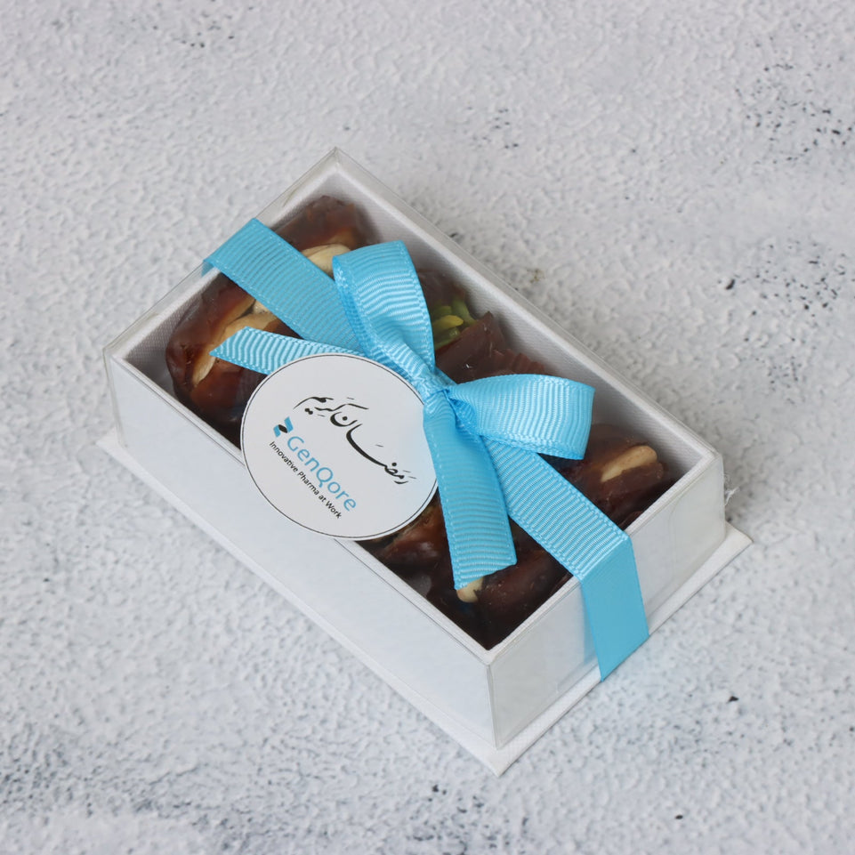 Set of 20 Corporate customized premium nut stuffed dates view top hard box