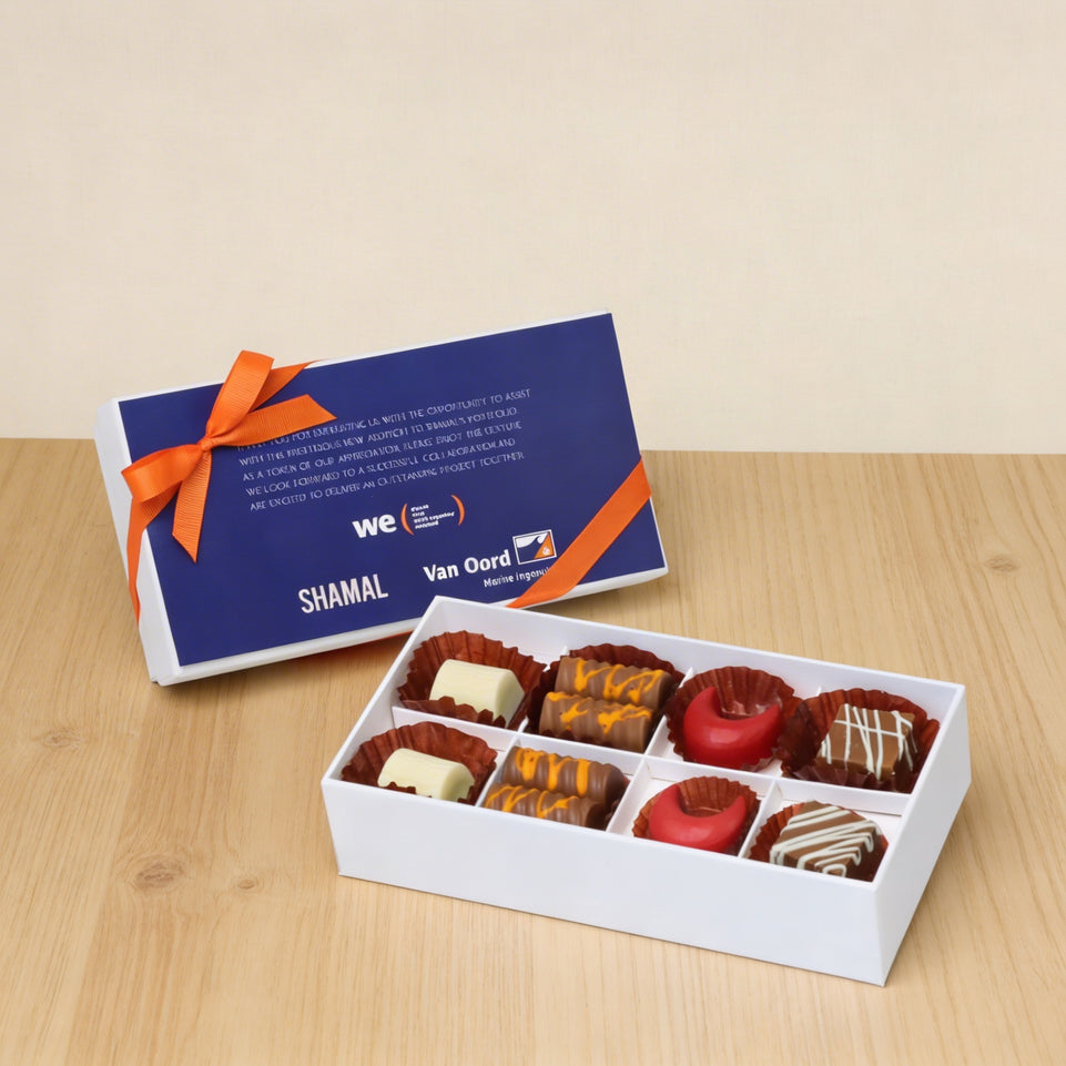 Set of 6 corporate customized ramadan designed premium chocolate 8P hard box