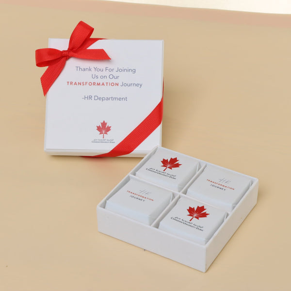 Set of 15 Corporate customized branded chocolate 4piece hard box giveaway