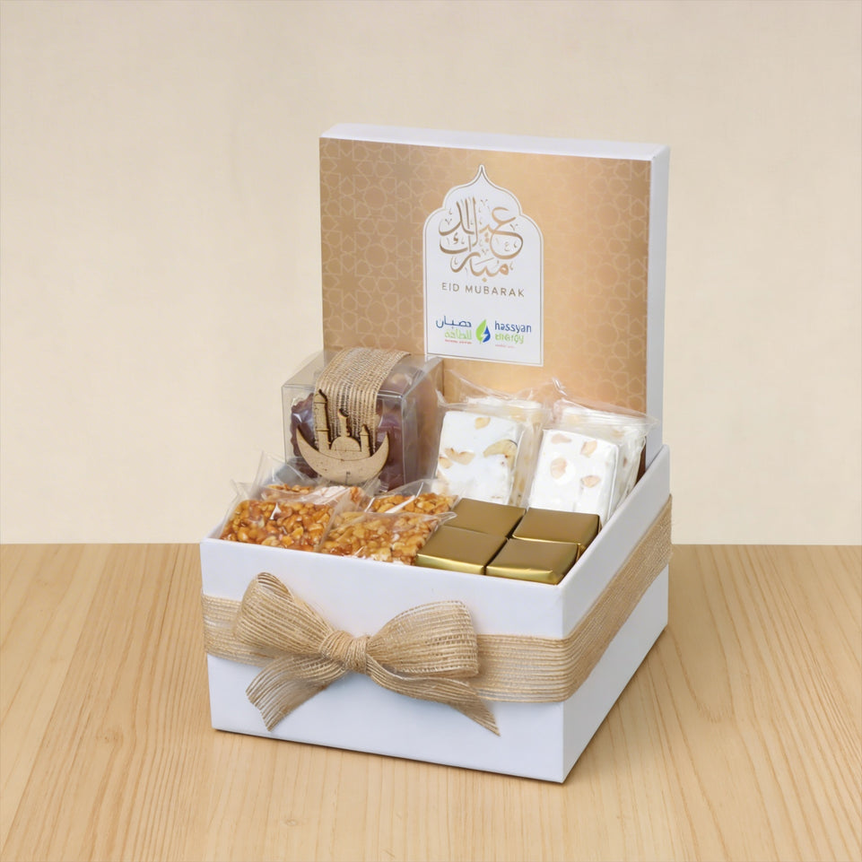 Corporate customized Eid mubarak designed premium chocolate & sweets small hamper
