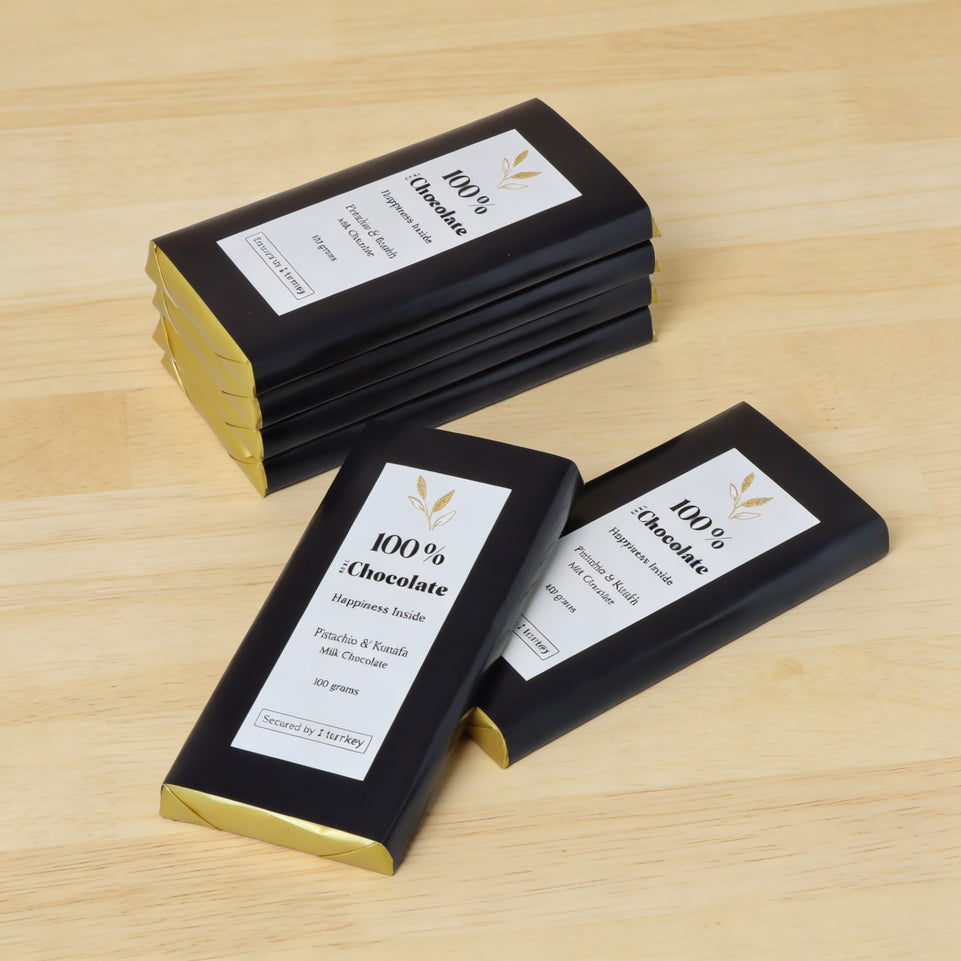 Set of 10 corporate branded knafeh pistachio loose milk chocolate bar