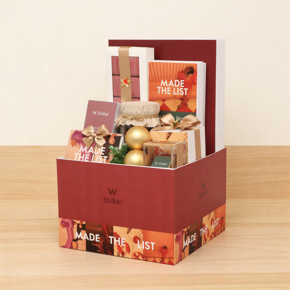Corporate customized christmas designed premium chocolate & sweets medium printed hamper