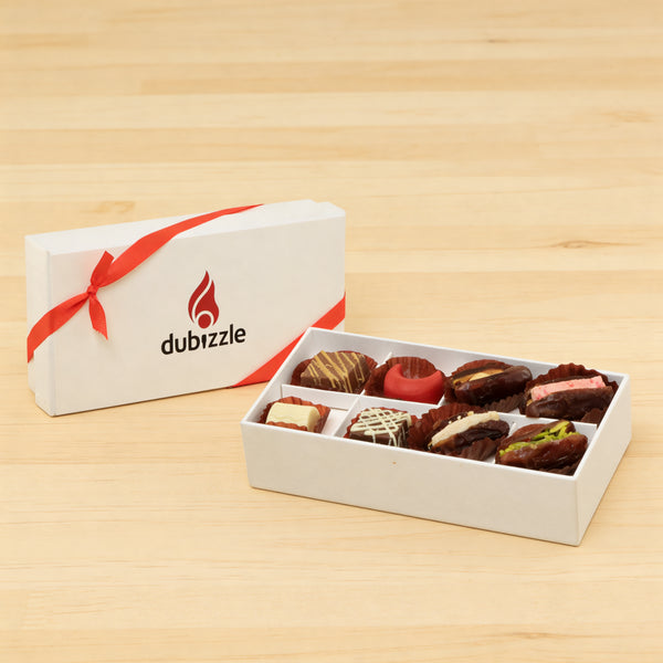 Set of 6 Corporate customized premium chocolate & dates 8P hard box