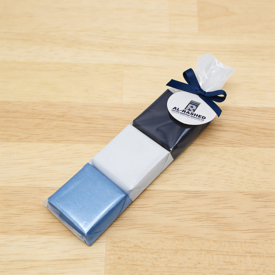 Set of 20 corporate customized 3-pc pack chocolate with company logo tag