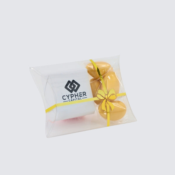 Set of 20 Corporate branded chocolate & almond dragees clear box