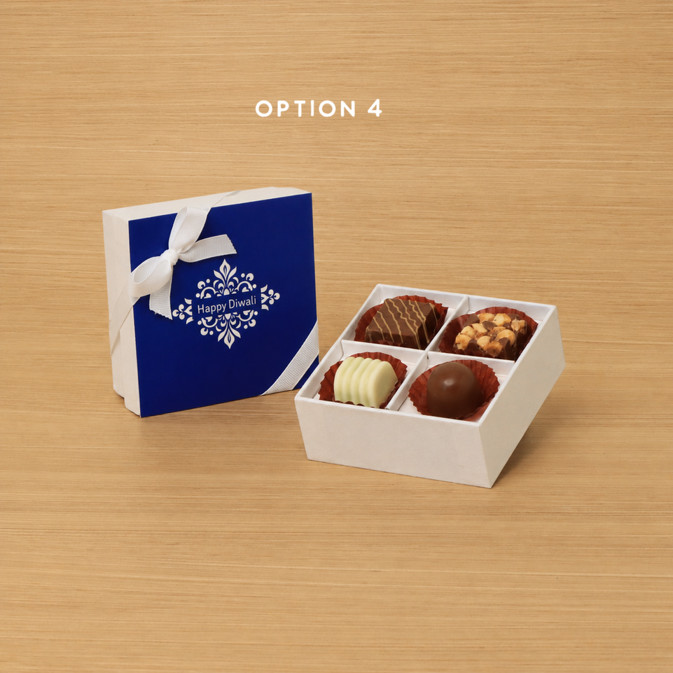 Set of 15 Happy Diwali ornament designed premium chocolate 4P white hard box