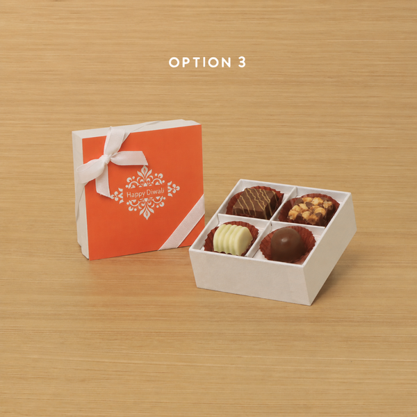 Set of 15 Happy Diwali ornament designed premium chocolate 4P white hard box