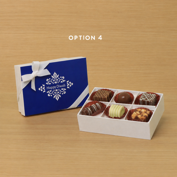 Set of 8 Happy Diwali ornament designed premium chocolate 6P white hard box