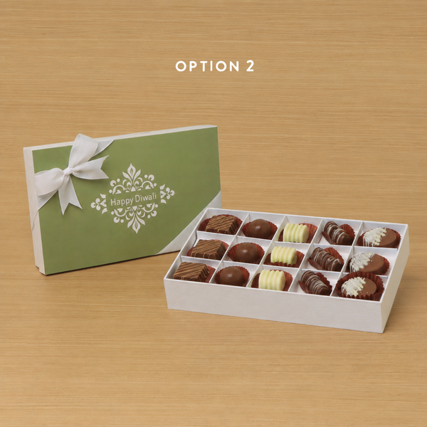 Happy Diwali ornament designed premium chocolate 15P white hard box