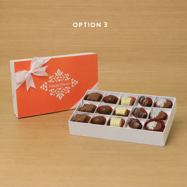 Happy Diwali ornament designed premium chocolate 15P white hard box