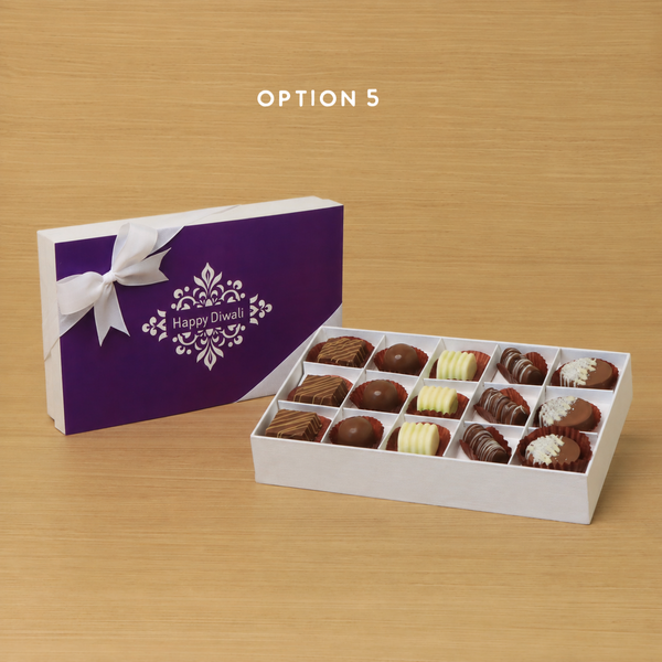 Happy Diwali ornament designed premium chocolate 15P white hard box
