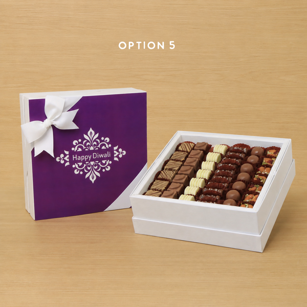 Happy Diwali ornament designed premium chocolate white hard box