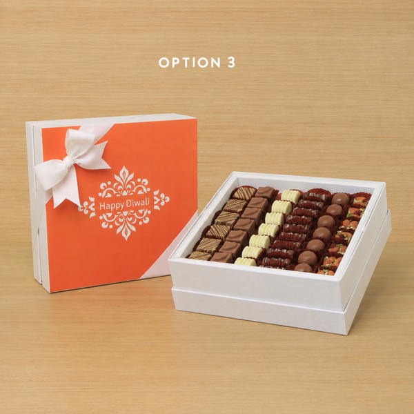 Happy Diwali ornament designed premium chocolate white hard box