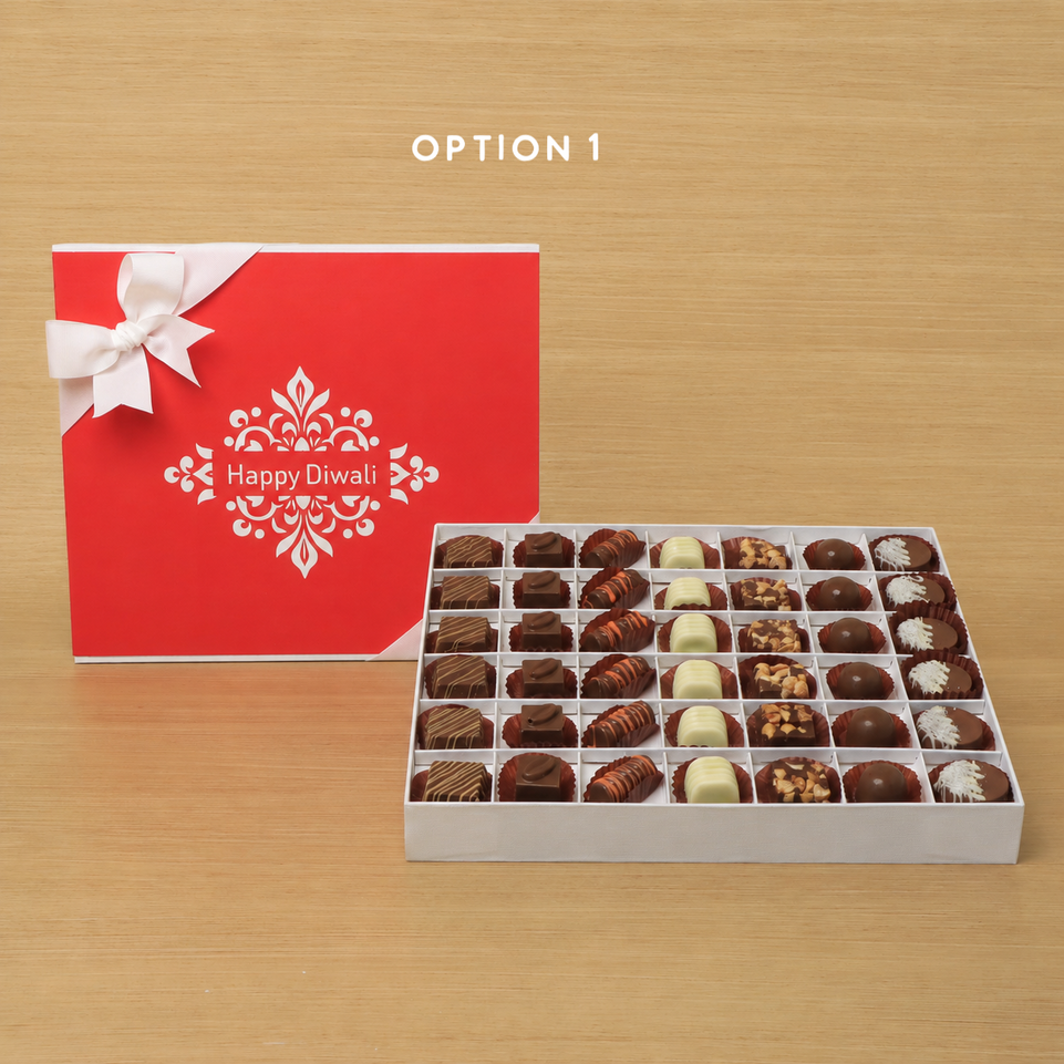 Happy Diwali ornament designed premium chocolate 42P white hard box