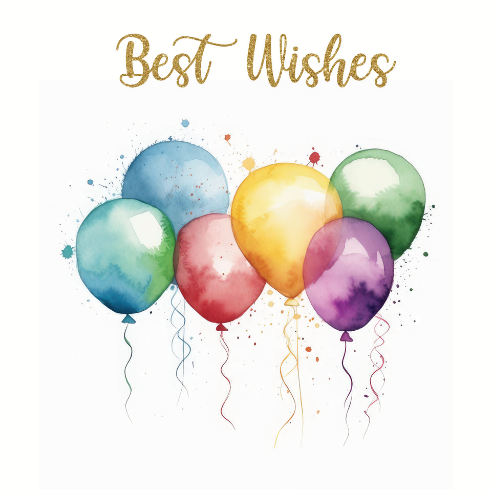 Colorful balloons best wishes greeting card