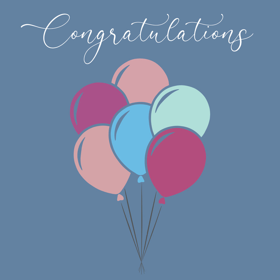 Congratulations colorful balloons greeting card