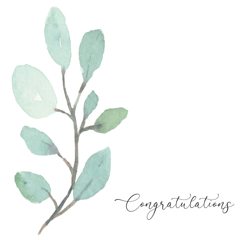 Congratulations green leaves minimalist greeting card