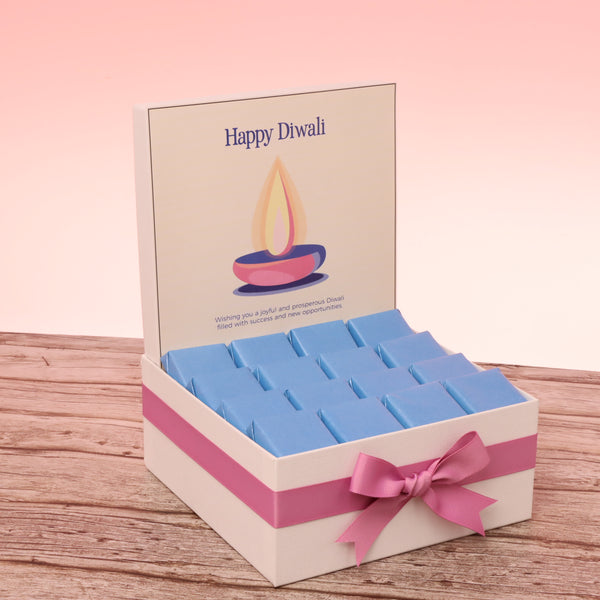 Happy diwali candle pink designed premium chocolate medium hamper