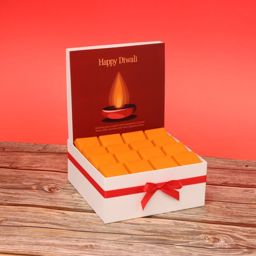 Happy diwali candle red designed premium chocolate medium hamper