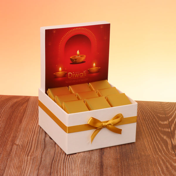 Happy diwali candle lights designed premium chocolate small hamper