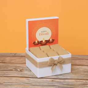 Happy diwali golden candle designed premium chocolate small hamper