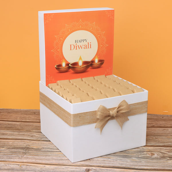 Happy diwali golden candle designed premium chocolate large hamper